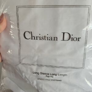 Christian Dior White Long Pajama Bottoms XL NWT Drawstring Wide Leg Pants